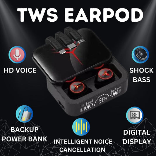 TRUE WIRELESS EARBUDS(TWS) WITH BACKUP POWER BANK